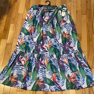 Tropical Print Maxi Skirt